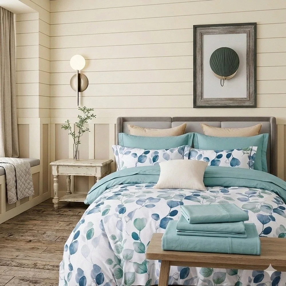 Elora Canterbury Floral Blue 7 pcs Oversized Comforter Set Cotton King
